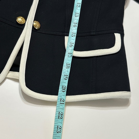 Talbots Military Peplum Jacket Womens 2P Black Gold Button Cotton Classic Preppy - Picture 12 of 15